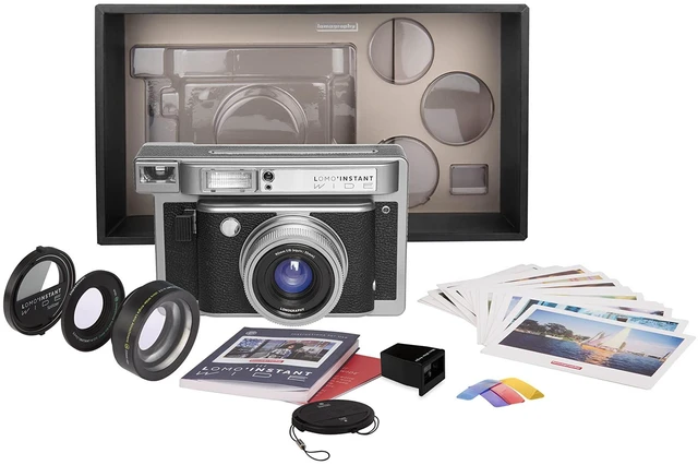 Alt view image 6 of 6 - Lomo'Instant Wide Camera & Lenses Monte Carlo Black Leather