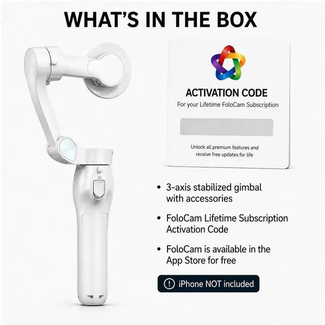 Alt view image 2 of 6 - FoloCam Kit AI Sports Camera Auto Ball Tracking Camera for iPhone, 3-Axis Stabilized Gimbal, 4K Soccer & Basketball Recording, Live Streaming, Subscription