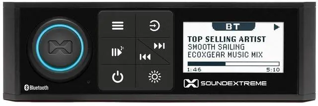 Main image of by ECOXGEAR Marine AM/FM Stereo Receiver 200-Watt Waterproof Bluetooth Powersports with Built-in 4 Zone LED Controller (Single DIN Style)