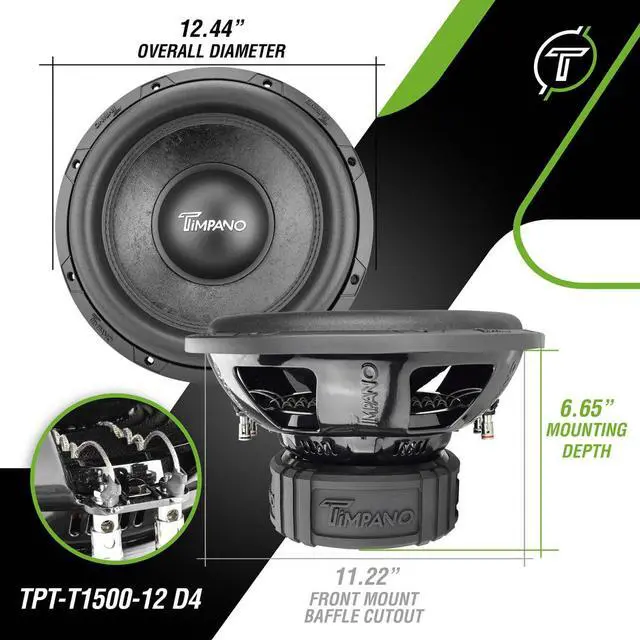 Alt view image 6 of 7 - 12 Inch Subwoofer D4 1600 Watts Max Power Dual 4 Ohm, Subwoofer Car Audio 12 Inch 16 mm Xmax, TPT-T1500-12 D4, 2.6 In Voice Coil Double Stacked Magnet Sub woofer for Car Audio Systems (Single)