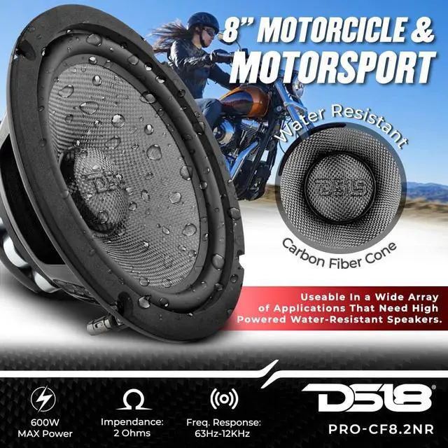 Alt view image 2 of 7 - PRO-CF8.2NR 8" Water Resistant Loudspeaker - Mid-Bass Carbon Fiber Cone and Neodymium Rings Magnet 600 Watts 2-Ohms - Ideal for Motorcycle & Motorsports (MP)