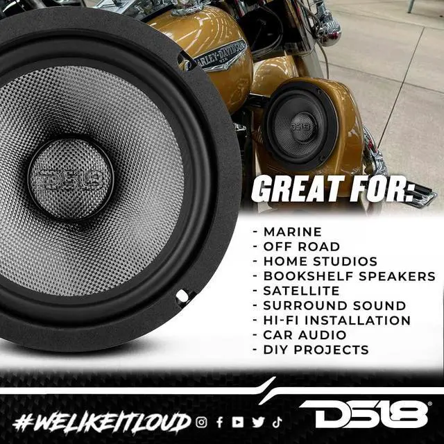 Alt view image 4 of 7 - PRO-CF8.2NR 8" Water Resistant Loudspeaker - Mid-Bass Carbon Fiber Cone and Neodymium Rings Magnet 600 Watts 2-Ohms - Ideal for Motorcycle & Motorsports (MP)