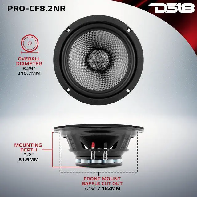 Alt view image 5 of 7 - PRO-CF8.2NR 8" Water Resistant Loudspeaker - Mid-Bass Carbon Fiber Cone and Neodymium Rings Magnet 600 Watts 2-Ohms - Ideal for Motorcycle & Motorsports (MP)