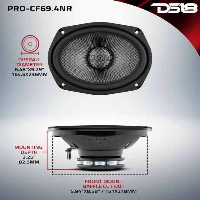 Alt view image 5 of 7 - PRO-CF69.4NR 6 x 9 Inches Water Resistant Loudspeaker - Mid-Bass Carbon Fiber Cone and Neodymium Rings Magnet 600 Watts 4-Ohms - Ideal for Motorcycle & Motorsports (1 Speaker)