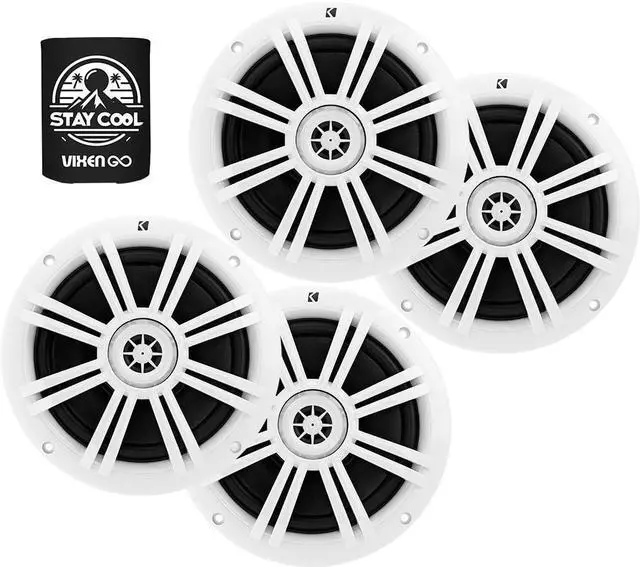 Main image of 6.5" Marine Speakers (2 Pairs) OEM Replacement Coaxial Speakers for Boat with White Grille 4-ohm. Water and Weather Resistant