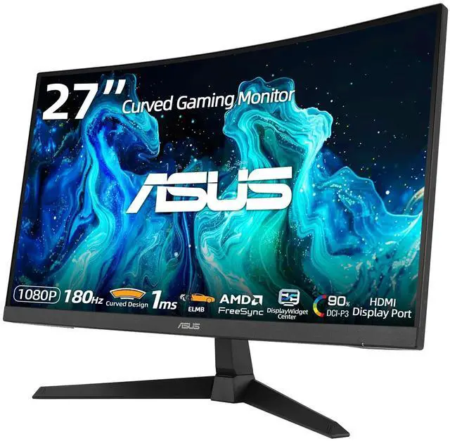 Main image of TUF Gaming 27" Curved Monitor, 1080P Full HD 180Hz 1ms GTG Fast VA Gaming Display, Extreme Low Motion Blur Sync, High Dynamic Range, Dual HDMI 2.0 & DisplayPort 1.2, Adjustable Tilt