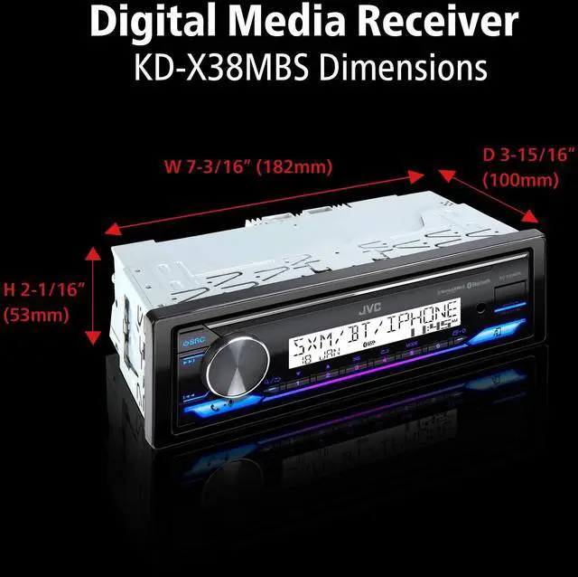 Alt view image 4 of 7 - KD-X38MBS Car & Marine Digital Media Receiver with Bluetooth, USB, SiriusXM Ready, Compatible with Amazon Alexa, Conformal Coated PCB