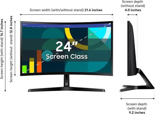 Alt view image 2 of 7 - 24" Essential S3 (S36GD) Series FHD 1800R Curved Computer Monitor | Advanced Eye Comfort | 100 Hz | Game Mode | HDMI and D-sub Ports