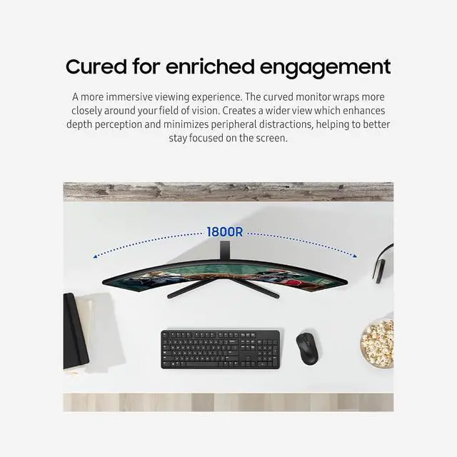 Alt view image 3 of 7 - 24" Essential S3 (S36GD) Series FHD 1800R Curved Computer Monitor | Advanced Eye Comfort | 100 Hz | Game Mode | HDMI and D-sub Ports
