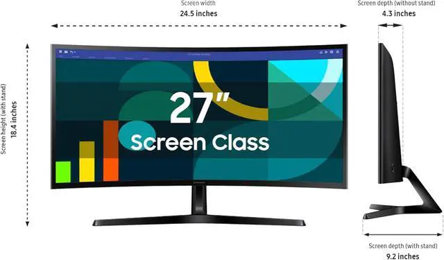 Alt view image 2 of 7 - 27" Essential S3 (S36GD) Series FHD 1800R Curved Computer Monitor | Advanced Eye Comfort | 100 Hz | Game Mode | HDMI and D-sub Ports