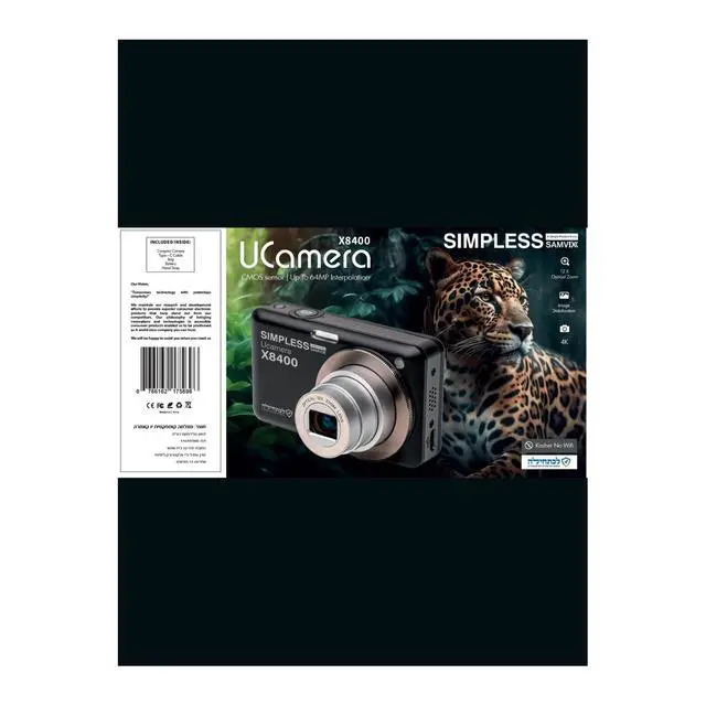 Alt view image 2 of 3 - Kosher Digital Camera (Black) | 12x Optical Zoom UCamera X8400 4K Ultra HD Video 48MP CMOS, Micro SD Slot