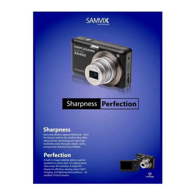 Alt view image 3 of 3 - Kosher Digital Camera (Black) | 12x Optical Zoom UCamera X8400 4K Ultra HD Video 48MP CMOS, Micro SD Slot