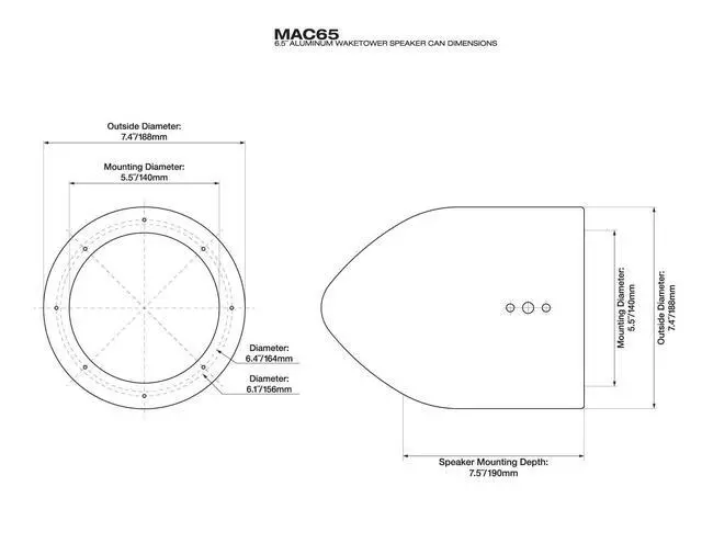 Alt view image 3 of 7 - Pair MAC65W 6.5" White Aluminum Wakeboard Tower Speaker Pods, Waterproof, High-Efficiency Airspace, Universal Fit, for Marine and Boat Audio