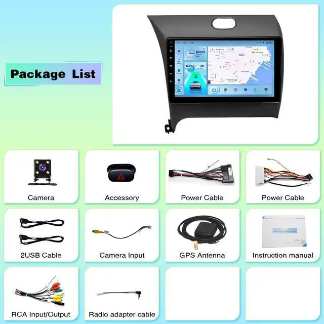 Alt view image 6 of 6 - 9 in Car Stereo with CarPlay Android Auto fit for Kia Forte 2013-2018 | Android 13 Car Radio with Bluetooth, FM/RDS,DSP, GPS, WiFi, Backup Camera