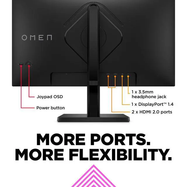 Alt view image 5 of 7 - OMEN 23.8" FHD 165Hz Gaming Monitor, FHD Display (1920 x 1080), IPS panel, 99% sRGB, 90% DCI-P3, 16:9, AMD FreeSync Premium Technology, 24 (2023),Black