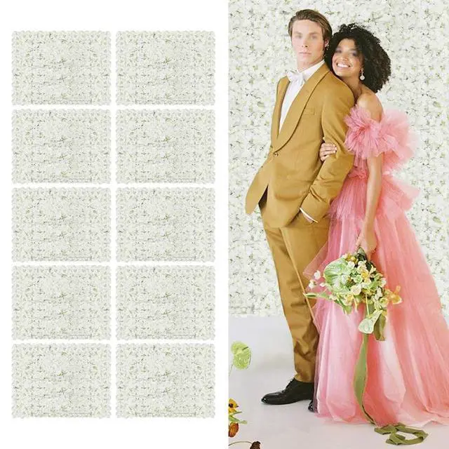 Alt view image 6 of 6 - 20 Piece Flower Wall Panel, White Artificial Hydrangea Flower Wall Backdrop 24 x16, Floral Wall Backdrop for Anniversary, Wedding, Birthday, New Year, Party, Festival, Outdoor Indoor Decoration (20)