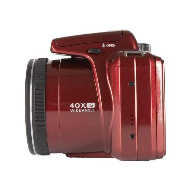 Alt view image 4 of 7 - PIXPRO AZ405 Digital Camera (Red) | 20MP Sensor, 40x Optical Zoom, 24mm Wide-Angle Lens & Optical Image Stabilization | Great for Travel & Everyday Photos (AZ405RD) + 32GB Card + Bag + Cloth
