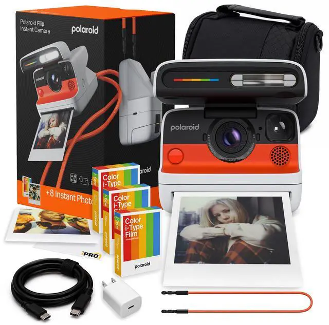 Main image of Flip Instant Camera in White + Film (24 Exposures) Bundle | Camera with Film, Sonar Autofocus, 4-Lens System, Ideal for Travel, Parties & Instant Photography