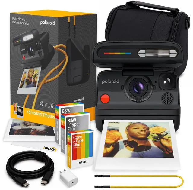 Main image of Flip Instant Camera in Black with Film (24 Exposures) Bundle | Camera with Film, Sonar Autofocus, 4-Lens System, Ideal for Travel, Parties & Instant Photography