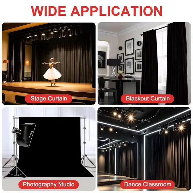 Alt view image 7 of 7 - Black Duvetyne Commando Cloth, Flame Retardant, Zero-Glare, Cotton Fabric for Photography Backdrop, Stage Backdrops, Studio Blackout Fabric (10, 25, 50 Yards Roll)