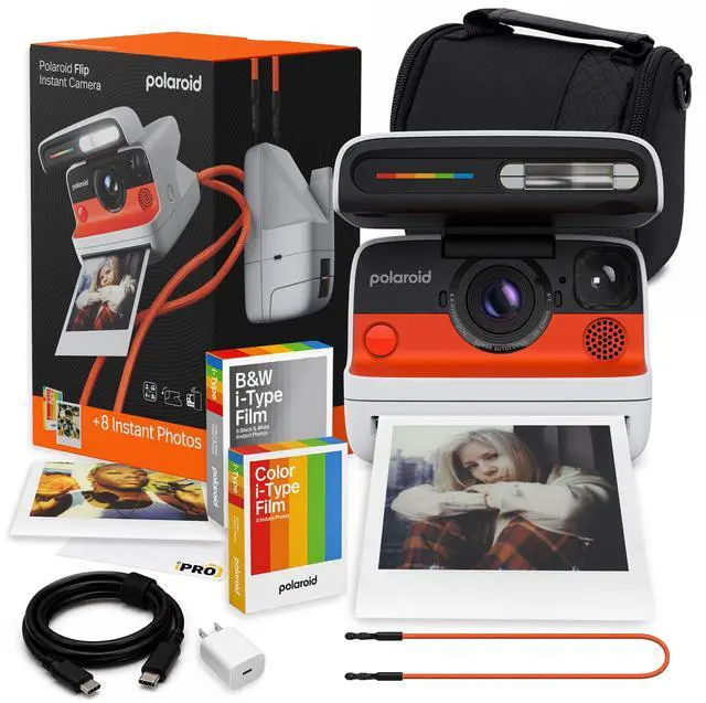 Main image of Flip Instant Camera in White + Film (16 Exposures) Bundle | Camera with Film, Sonar Autofocus, 4-Lens System, Ideal for Travel, Parties & Instant Photography
