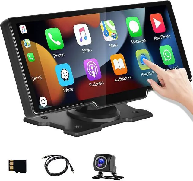 Main image of 10.26 Inch Wireless Carplay Monitor Bluetooth Android Auto Car DVR Dual Cameras Recording 2K+1080P Two Camera Display HD Backup Camera