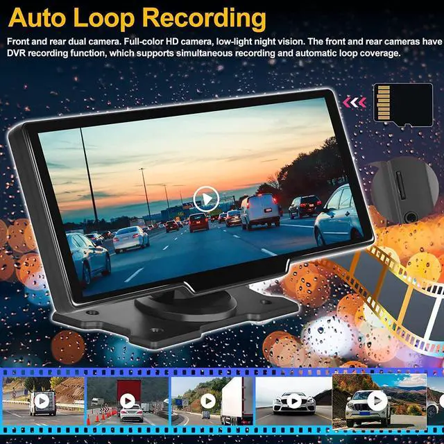 Alt view image 5 of 7 - 10.26 Inch Wireless Carplay Monitor Bluetooth Android Auto Car DVR Dual Cameras Recording 2K+1080P Two Camera Display HD Backup Camera