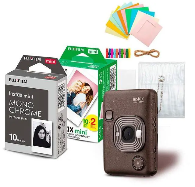 Main image of Instax Mini LiPlay Hybrid Instant Camera Bundle | Twin Film Pack (20 Exposures), Accessory Kit, Smartphone Printer (Deep Bronze), (4 items)