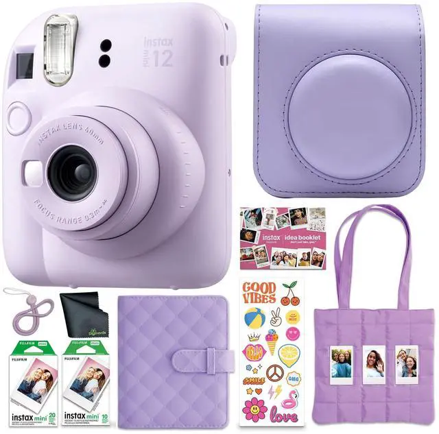 Main image of INSTAX Mini 12 Instant Camera (Purple) 20-Sheet Bundle | For Parties, Events & Instant Photos | Includes Camera Case, Cleaning Cloth