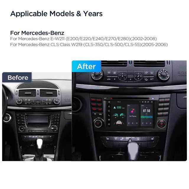 Alt view image 2 of 7 - Car Stereo for Mercedes Benz W211 W219, Android 14 Octa Core 4GB+64GB Car Radio DVD Player, 7 Inch IPS Touch Screen GPS Navigation for Car Head Unit Built-in DSP CarPlay Android Auto 4G LTE