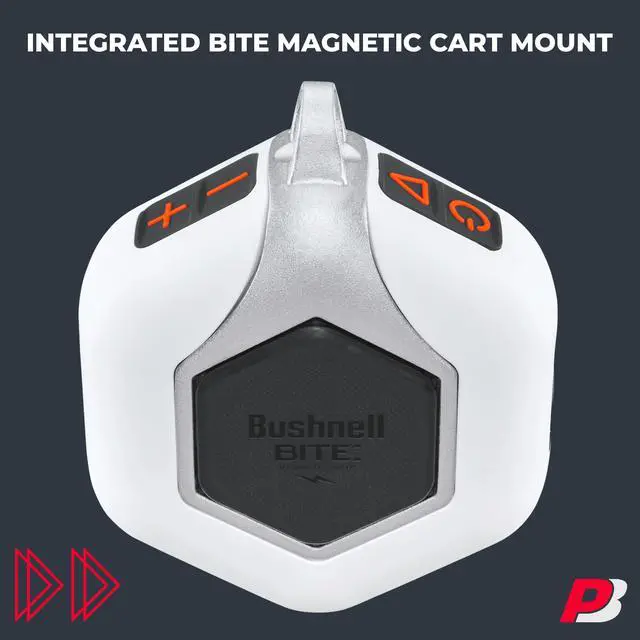 Alt view image 6 of 7 - Bushnell Wingman Mini (Orange/White) Golf GPS Speaker Bundle | Ultra Portable, Bluetooth, Audible Distances, Magnetic Cart Mount, 10Hr Batt | Includes 5000mAh Portable Charger & Carabiner