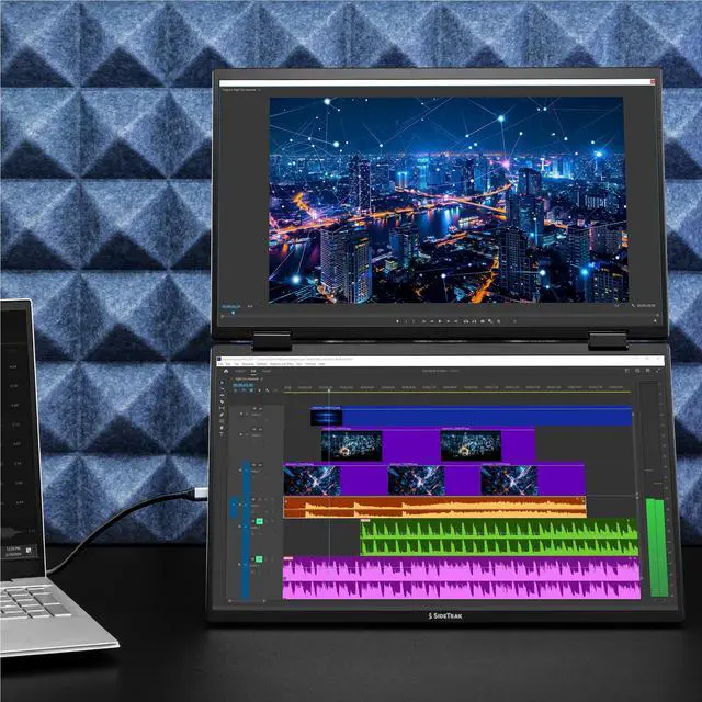 Alt view image 2 of 7 - Solo Book 15.6" Foldable Dual Screen Portable Monitor - FHD Portable Stacked Monitor, External Display for Laptop, Extender with Stacked Dual Monitors for Mac, PC, and Chromebook