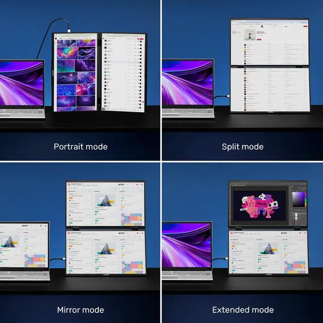 Alt view image 5 of 7 - Solo Book 15.6" Foldable Dual Screen Portable Monitor - FHD Portable Stacked Monitor, External Display for Laptop, Extender with Stacked Dual Monitors for Mac, PC, and Chromebook