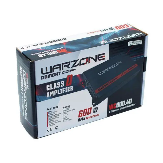 Alt view image 6 of 6 - Gravity Audio WC600.4D Warzone 4-Channel Class D Amplifier, 600W Max Power, 4 Ohms, Bridgeable, LPF/HPF Filters, Bass Boost, Clip LED Indicator for Pro Car Audio