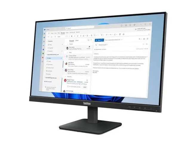 Alt view image 4 of 7 - ThinkVision 24" FHD IPS Monitor w/ 100 Hz Refresh Rate, VESA Mount | 4ms Response Time, Flicker Free, Anti-Glare, HDMI w/ DKZ Hub, Black & ErgoFlexy Single Mount Arm