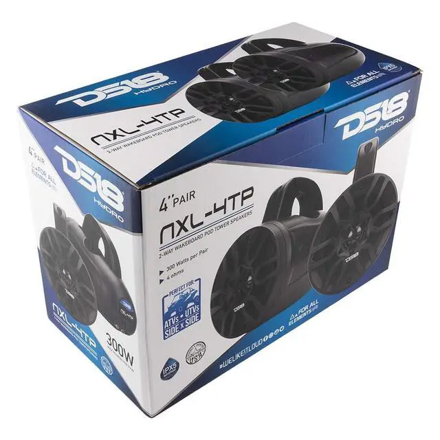 Alt view image 6 of 7 - Hydro NXL-4TP/BK Black Marine Tower Speaker 4", 2-Way, 150W Max, 50W RMS, 100% UV Stable, IPX5 Marine, 4 Ohms - for All Elements, UTV, ATV & Jeeps (Pair)