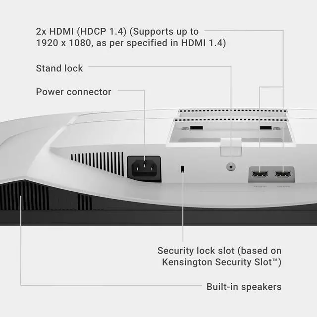 Alt view image 4 of 6 - 24 inch Monitor, LED FHD - 144Hz Refresh Rate 1500:1 Contrast Ratio, AMD FreeSync - VESA, Integrated 2x3W Speaker, Height/Tilt/Pivot/Swivel Adjustability, 2 x HDMI, White