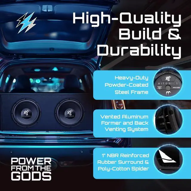 Alt view image 3 of 7 - Pair of 12 Inch Subwoofers, 800 Watt Max 400 Watt RMS Car, 4-Pack | & Powersports Speaker, HFX12D4