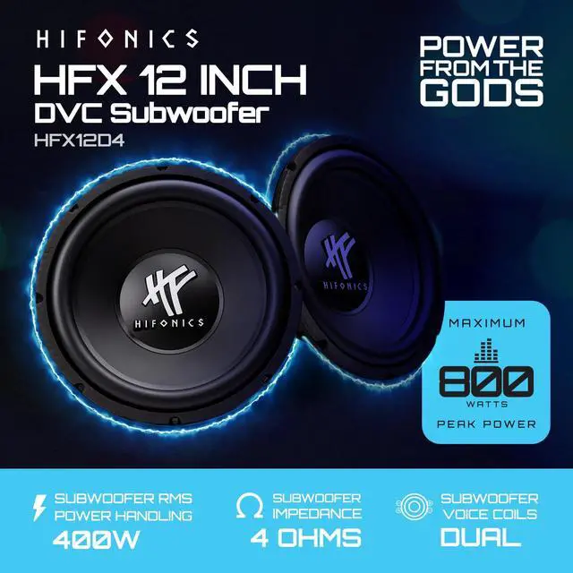 Alt view image 2 of 7 - Pair of 12 Inch Subwoofers, 800 Watt Max 400 Watt RMS Car, 4-Pack | & Powersports Speaker, HFX12D4