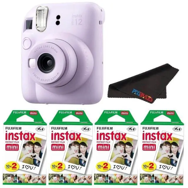 Main image of Instax Mini 12 Camera with Instant Mini Film and PixiBytes Microfiber Cleaning Cloth... (Lilac Purple, Camera + 4 Twin Pack)