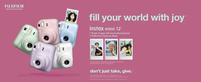 Alt view image 7 of 7 - Instax Mini 12 Camera with Instant Mini Film and PixiBytes Microfiber Cleaning Cloth... (Pastel Blue, Camera + 4 Twin Pack/CC1)