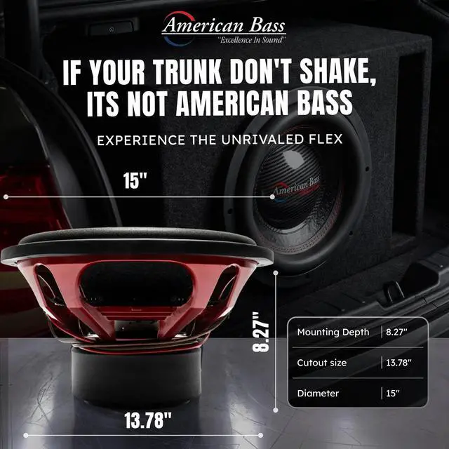 Alt view image 7 of 7 - Hawk 15" Car Subwoofer, 4 Ohm, 3000W Max | High Power Handling, Deep Bass Performance, Durable Construction, Car Audio Upgrade