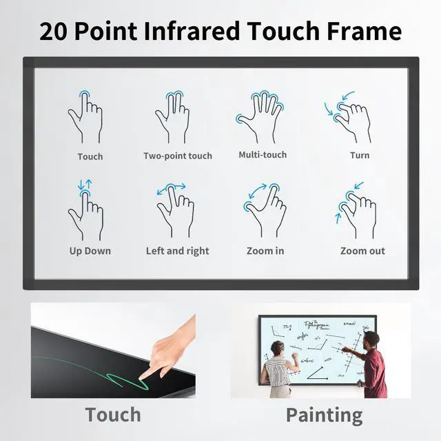Alt view image 2 of 7 - 40 Inch 20 Points Infrared Touch Frame, Interactive USB Interface IR Touch Screen Overlay Use, Driver Free Intelligent, Suitable for Digital Signage