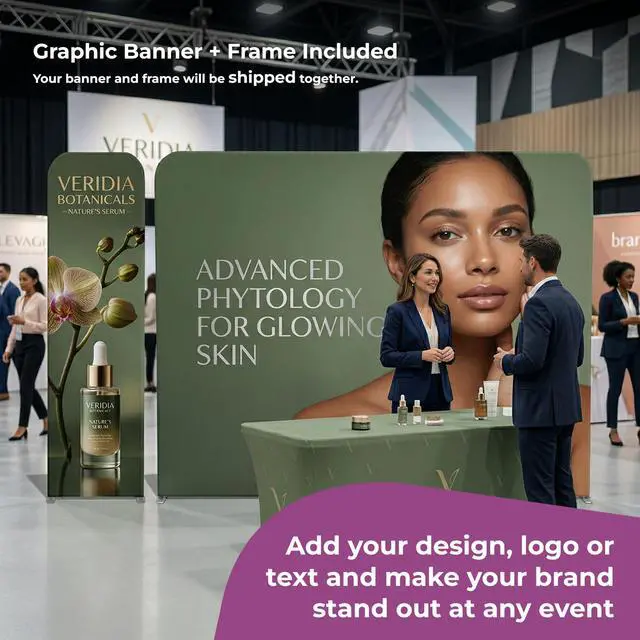 Alt view image 2 of 6 - Custom Tension Fabric Backdrop, 2.2 W x 7.8 H ft, with Aluminum Frame, Add Design to This Portable Double-Sided Stretch Polyester Display, Ideal for Trade Shows, Weddings, and Events