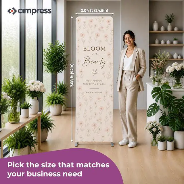 Alt view image 3 of 6 - Custom Tension Fabric Backdrop, 2.2 W x 7.8 H ft, with Aluminum Frame, Add Design to This Portable Double-Sided Stretch Polyester Display, Ideal for Trade Shows, Weddings, and Events