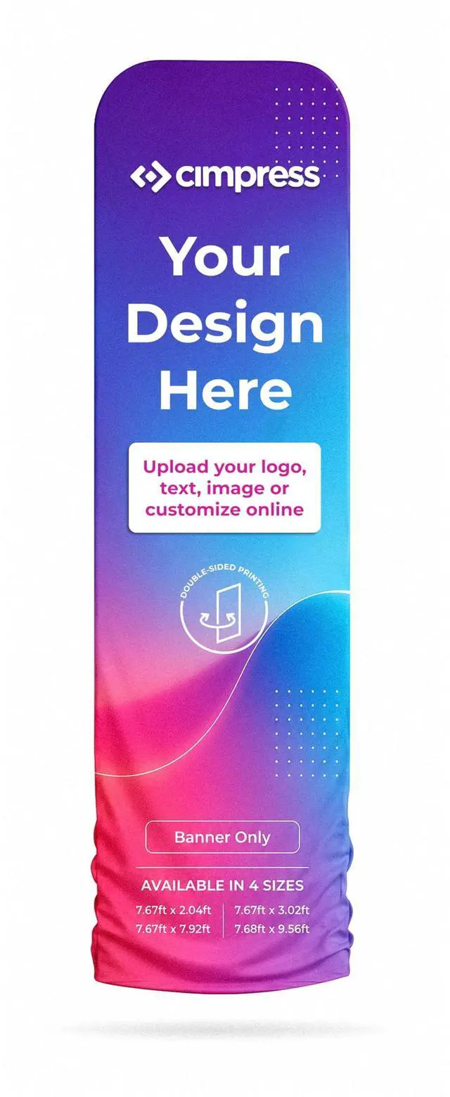 Main image of Custom Tension Fabric Backdrop, 2.2 W x 7.8 H ft, Banner Only, Add Design to This Portable Double-Sided Stretch Polyester Display, Ideal for Trade Shows, Weddings, and Events