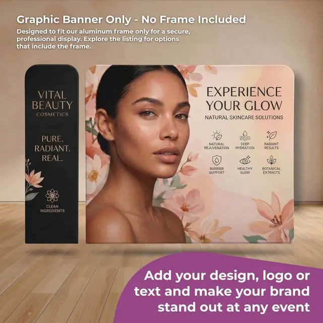 Alt view image 2 of 6 - Custom Tension Fabric Backdrop, 2.2 W x 7.8 H ft, Banner Only, Add Design to This Portable Double-Sided Stretch Polyester Display, Ideal for Trade Shows, Weddings, and Events