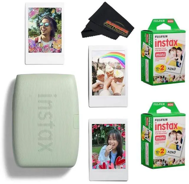 Main image of INSTAX Mini Link 3 Smartphone Printer with INSTAX Mini Instant Film and Sunshine Microfiber Cleaning Cloth... (2 Twin Pack (40 Sheets), Sage Green)