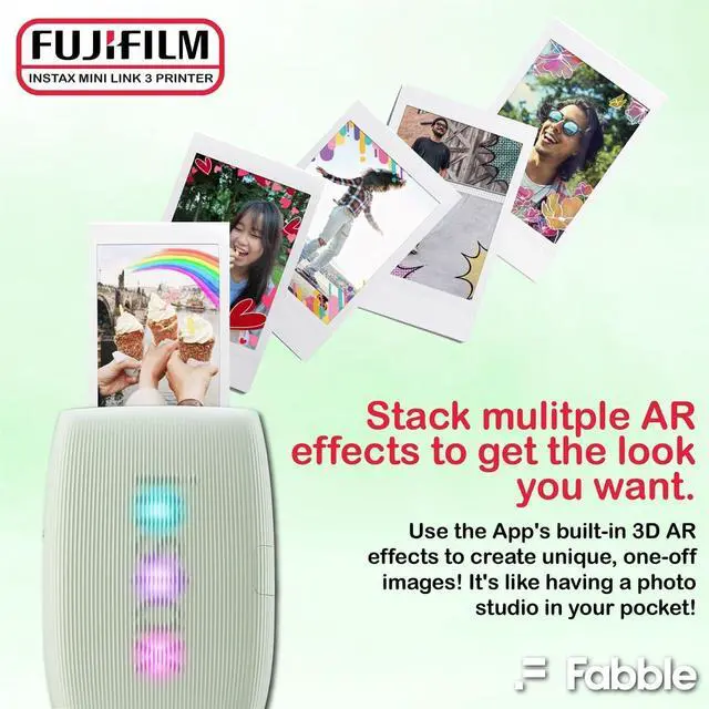 Alt view image 5 of 7 - INSTAX Mini Link 3 Smartphone Printer with INSTAX Mini Instant Film and Sunshine Microfiber Cleaning Cloth... (2 Twin Pack (40 Sheets), Sage Green)