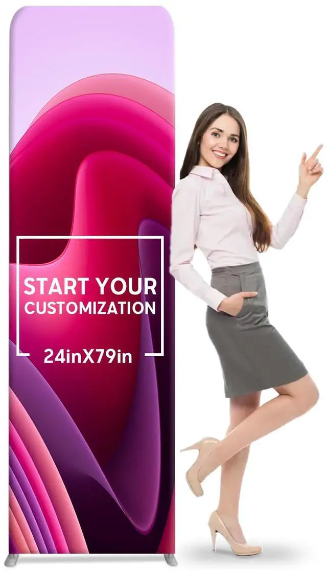 Main image of Custom Rectangle Trade Show Display Tension Fabric for Backdrop Frame and Banner Set - Double-Sided Printing 24 x 79